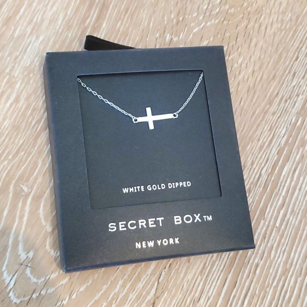 NEW White Gold Dipped Cross Necklace